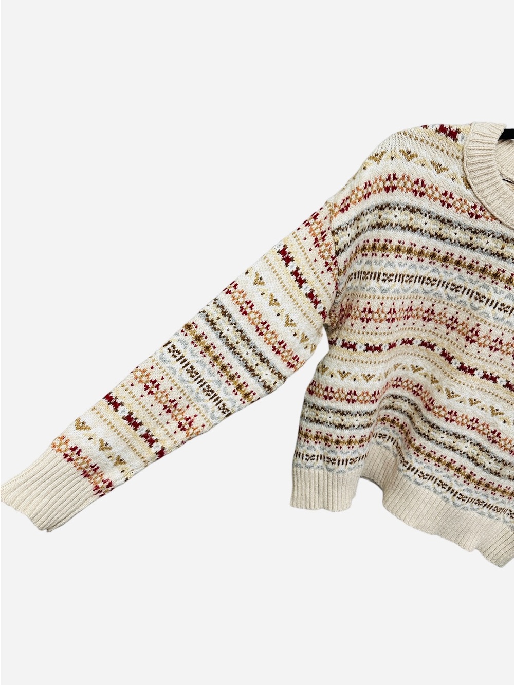American Eagle Fair Isle Snowdrift Crewneck Cardigan Sweater Size S - Picture 8 of 11